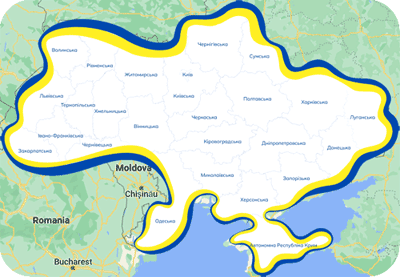 Map with Montessori schools in Ukraine